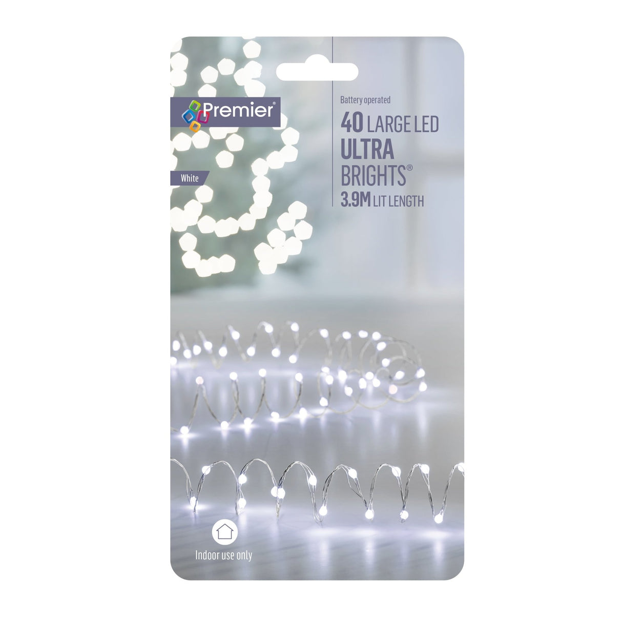 Premier 40 Large LED Battery Operated Ultrabrights - White - XMAS BATTERY OPERATED LIGHTS - Beattys of Loughrea