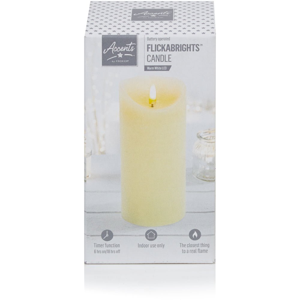 Flickabright Candle Cream - 18cm x 9cm - BATTERY LED CANDLES - Beattys of Loughrea