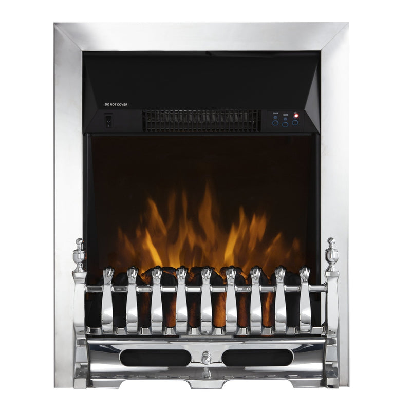 Warmlite Whitby Electric Fire Inset with Remote Control Chrome - 2kw - ELEC FIRES - Beattys of Loughrea