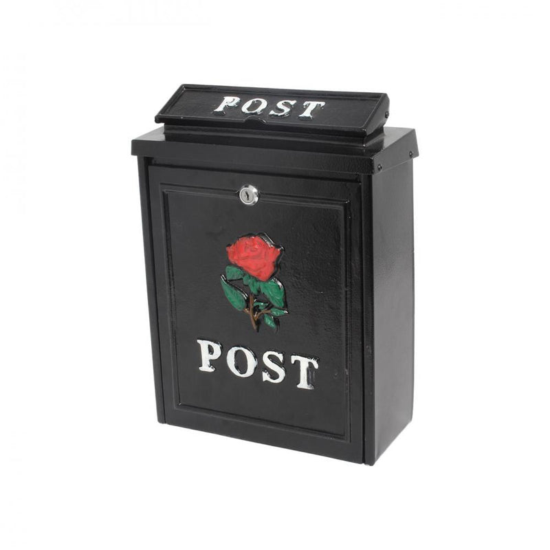 De Vielle Rose Diecast Post Box - Black - LETTER BOXES - Beattys of Loughrea