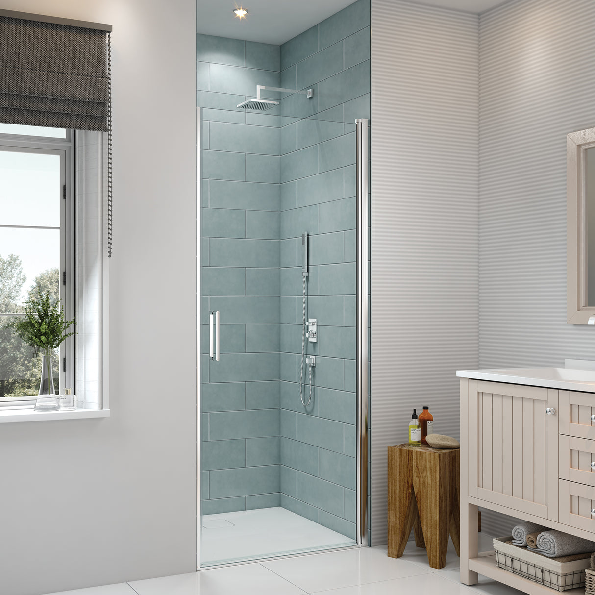 Merlyn 8 Series Frameless Pivot Door 760mm - SHOWER DOORS - Beattys of Loughrea