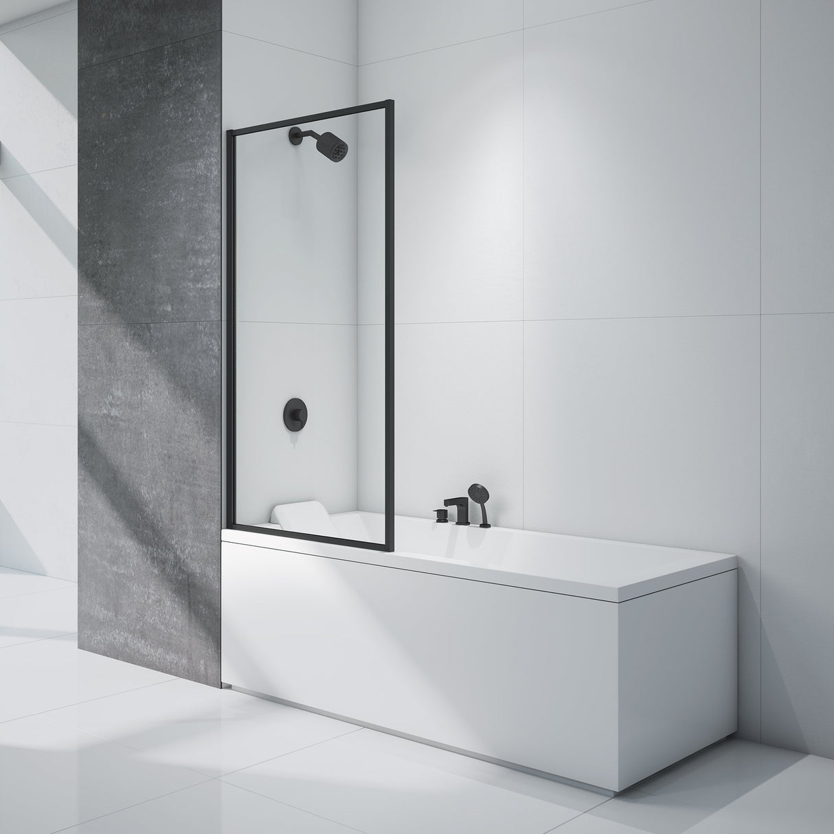 Merlyn Black Framed Bath Screen - SHOWER DOORS - Beattys of Loughrea