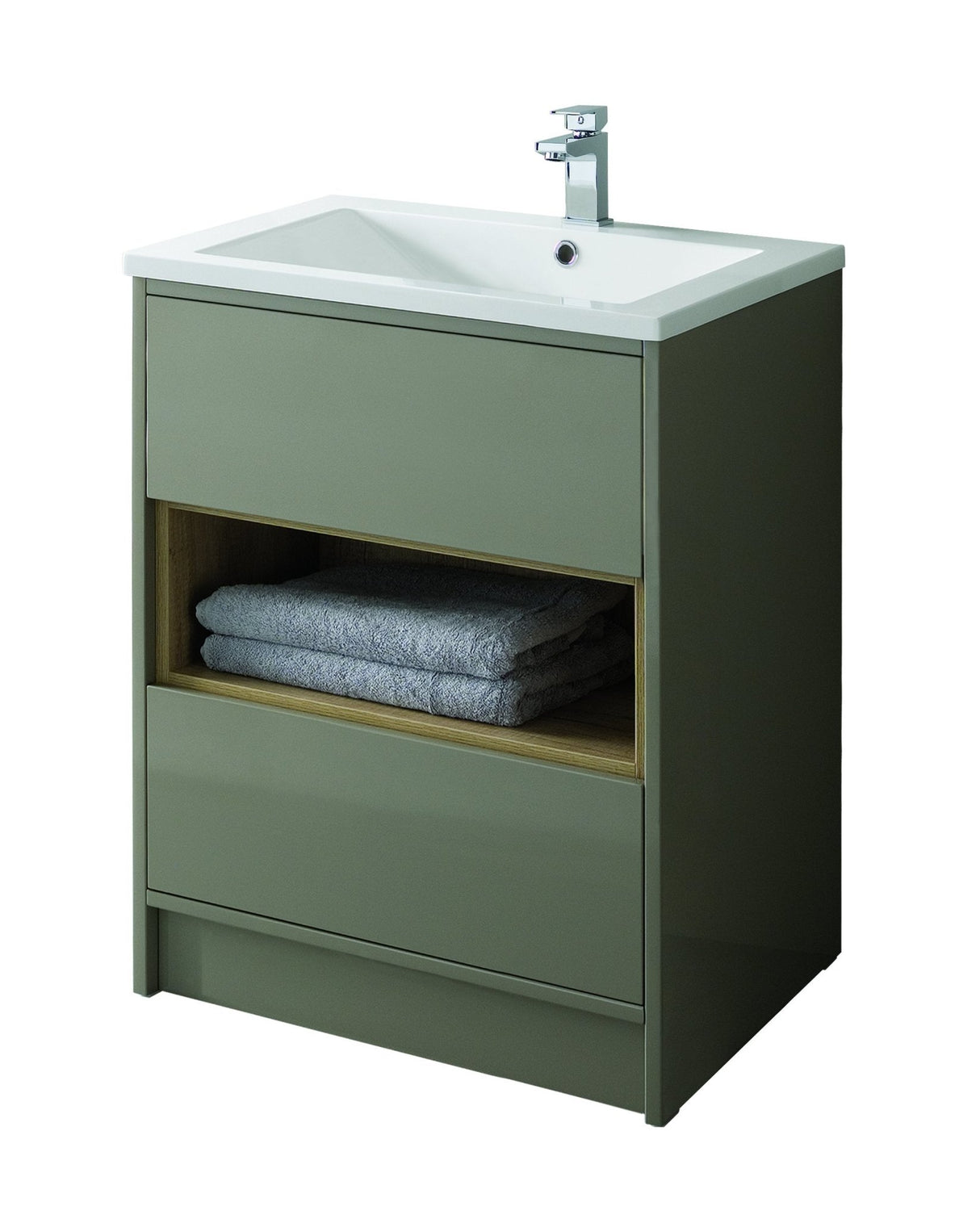 Bathroom Studio Lucca 80cm Floor Standing - Gloss Taupe - VANITY UNITS - Beattys of Loughrea