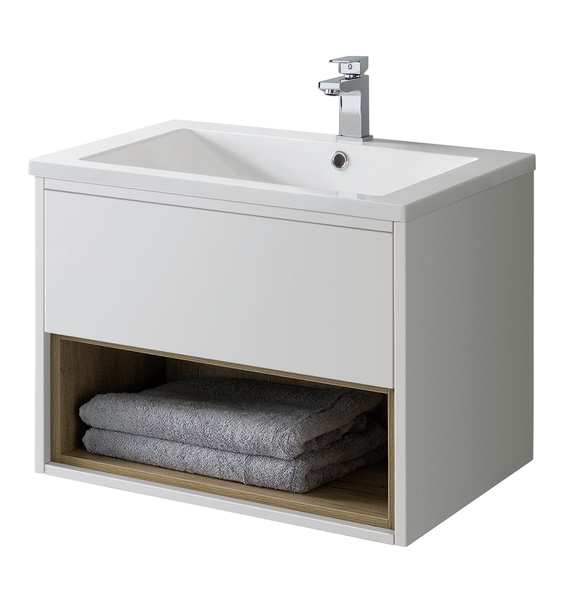 Bathroom Studio Lucca 60cm Wall Hung Unit - Gloss White - VANITY UNITS - Beattys of Loughrea