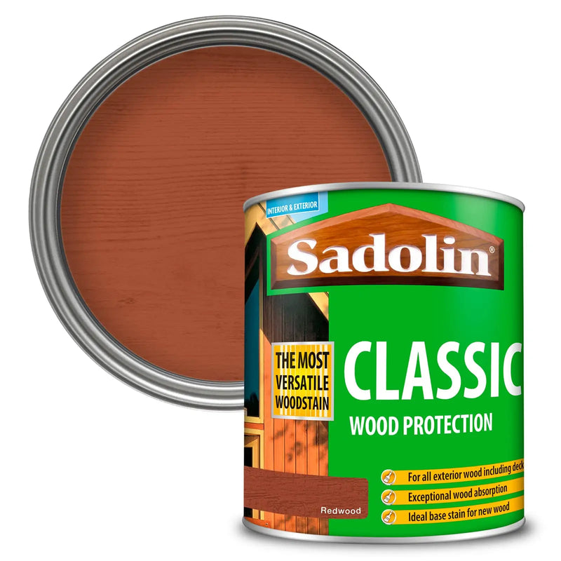 Sadolin Woodstain Classic Colours Woodstain - 1 Litre Redwood - VARNISHES / WOODCARE - Beattys of Loughrea