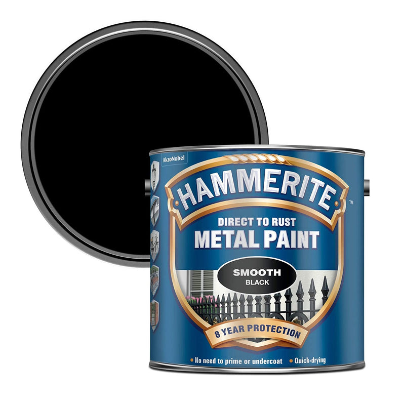Hammerite Direct to Rust Smooth Finish Metal Paint 2.5ltr Black - METAL PAINTS - Beattys of Loughrea