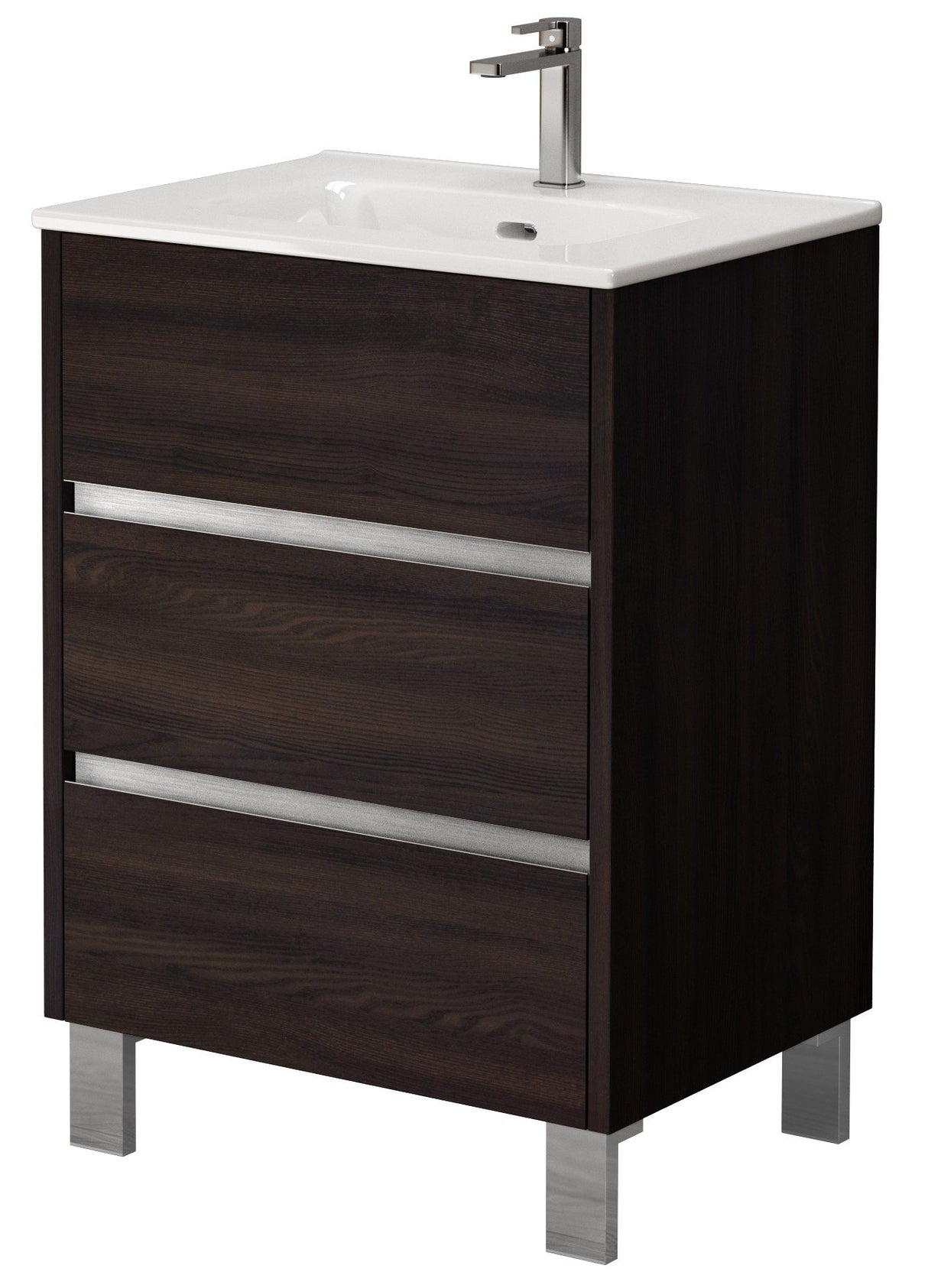 Bathroom Studio Harvey 60cm 3 Drawer Floor Standing Unit Wenge - VANITY UNITS - Beattys of Loughrea