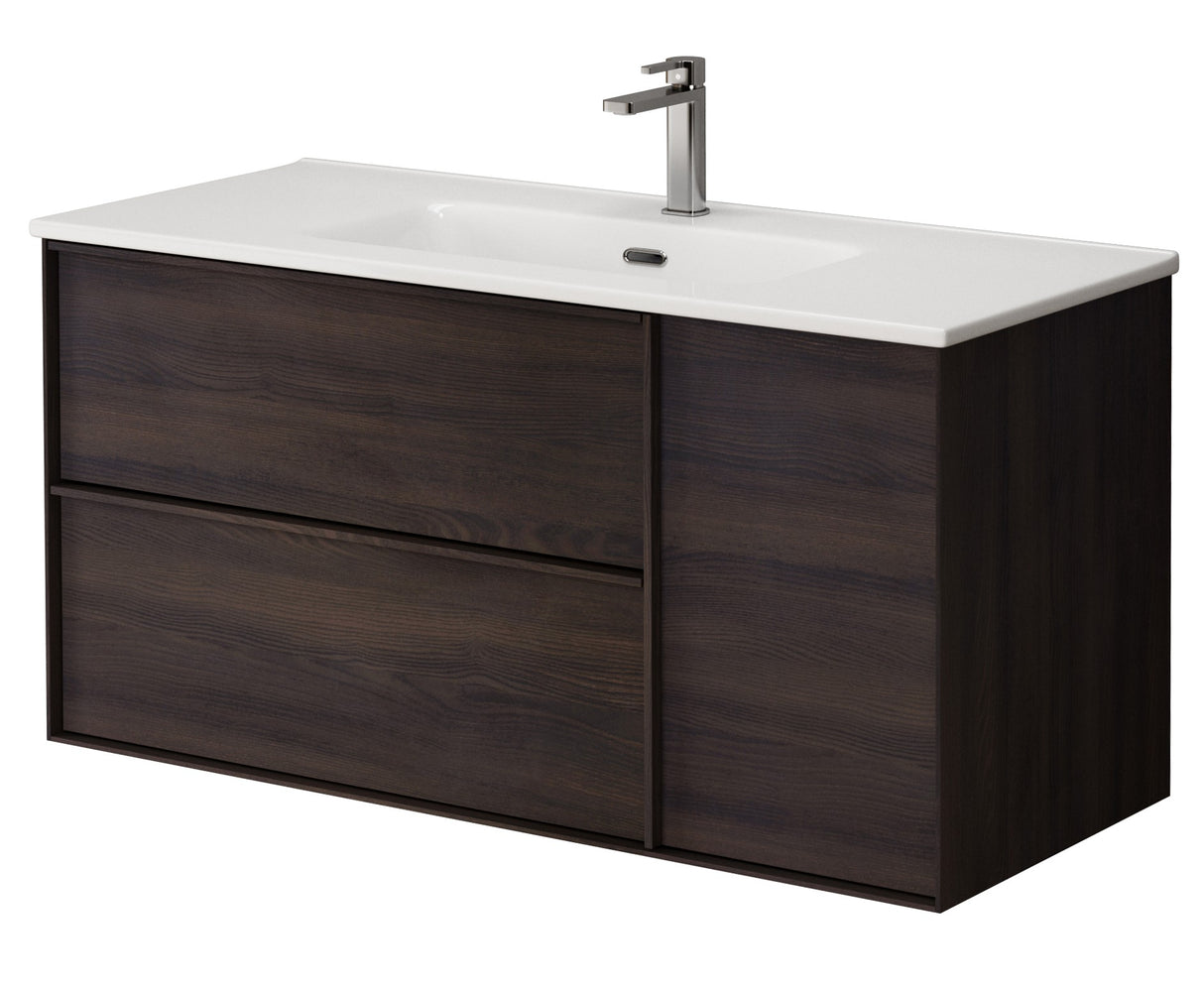 Bathroom Studio Serena 100cm 2 Drawer/1 Door Wall Hung Unit Wenge - VANITY UNITS - Beattys of Loughrea