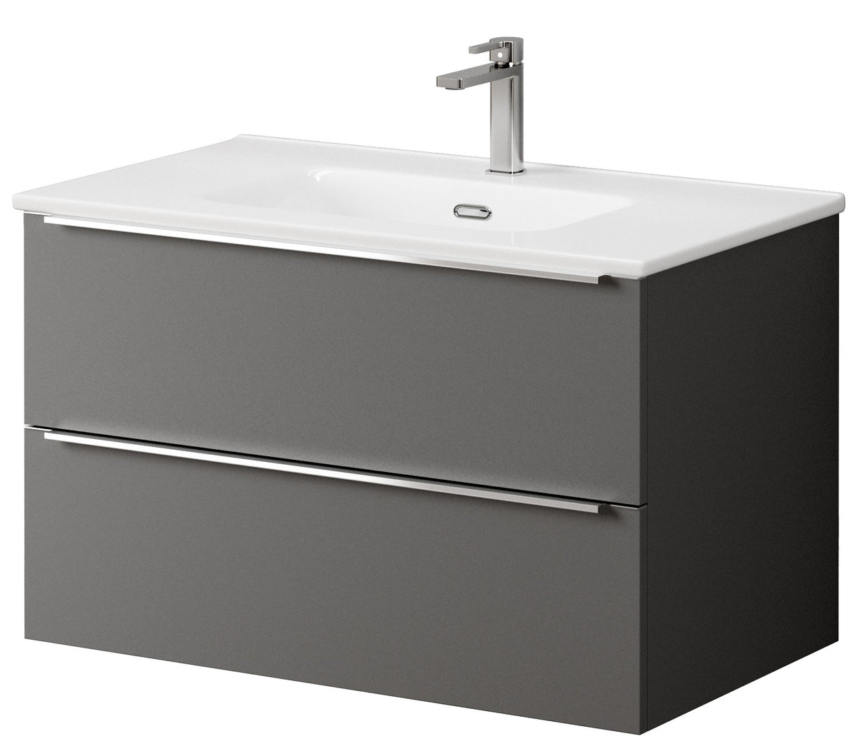 Bathroom Studio Kara 80cm 2 Drawer Wall Hung Unit Matt Grey - VANITY UNITS - Beattys of Loughrea