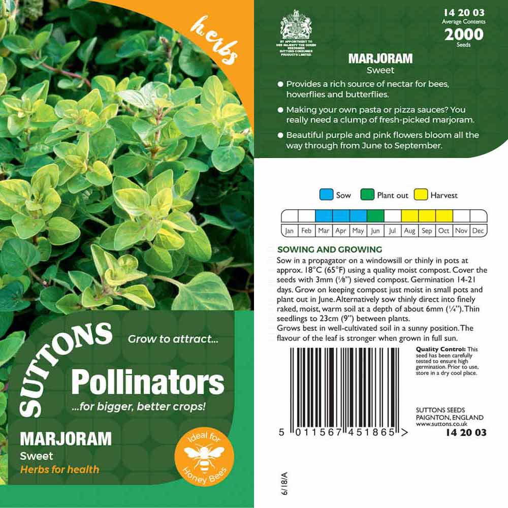 Suttons Sweet Marjoram Pp - SEED VEG & FLOWER - Beattys of Loughrea