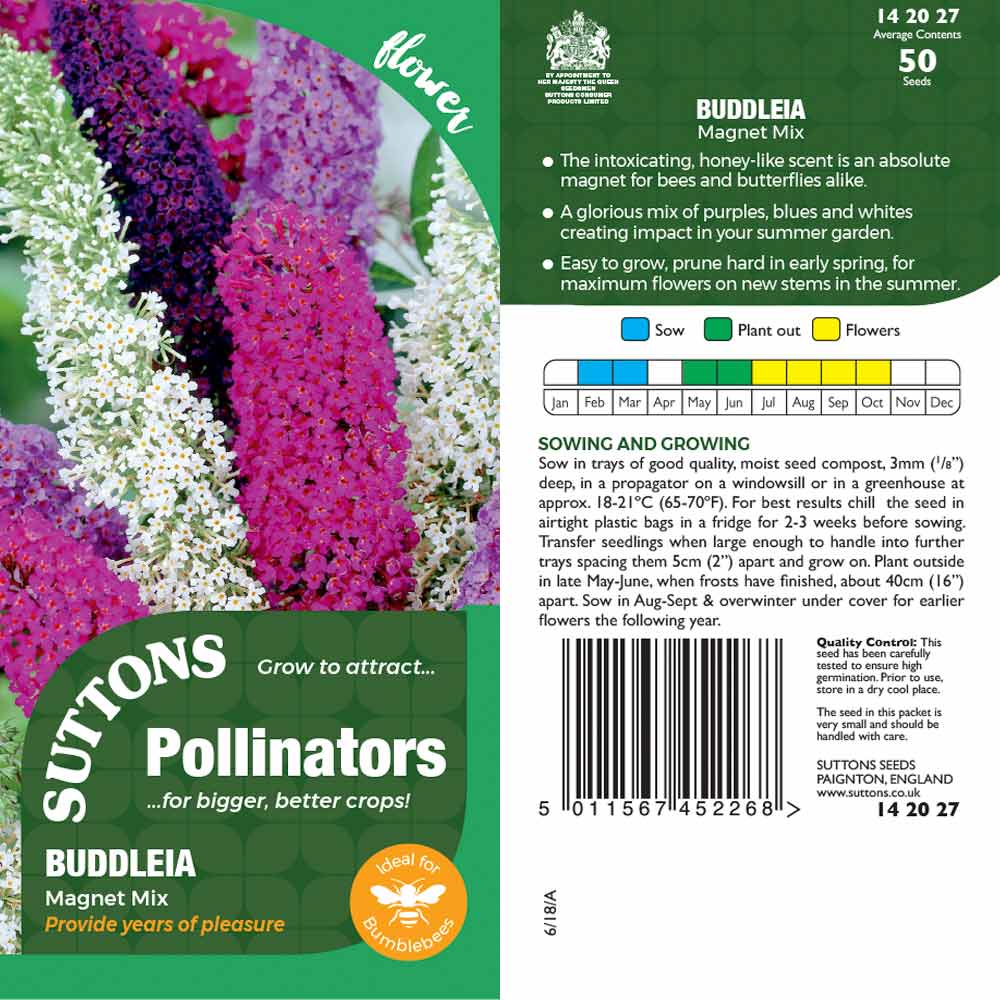 Suttons Buddleia Magnet Mix Pp - SEED VEG & FLOWER - Beattys of Loughrea