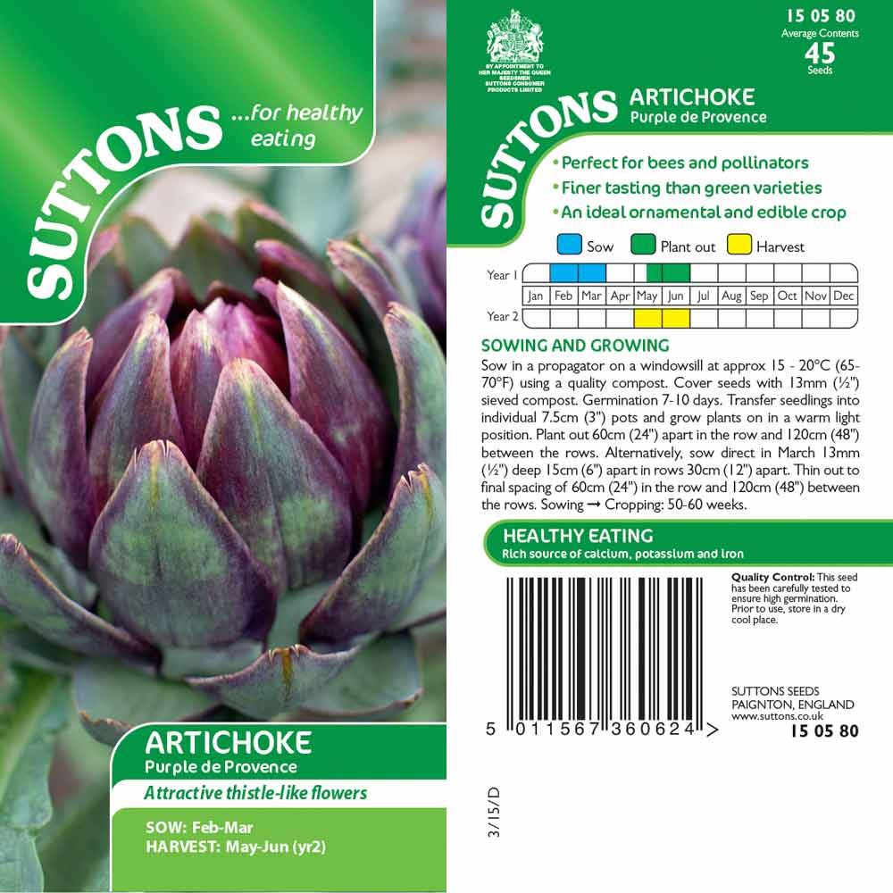 Suttons Artichoke Purple De Provence G150580 - SEED VEG & FLOWER - Beattys of Loughrea