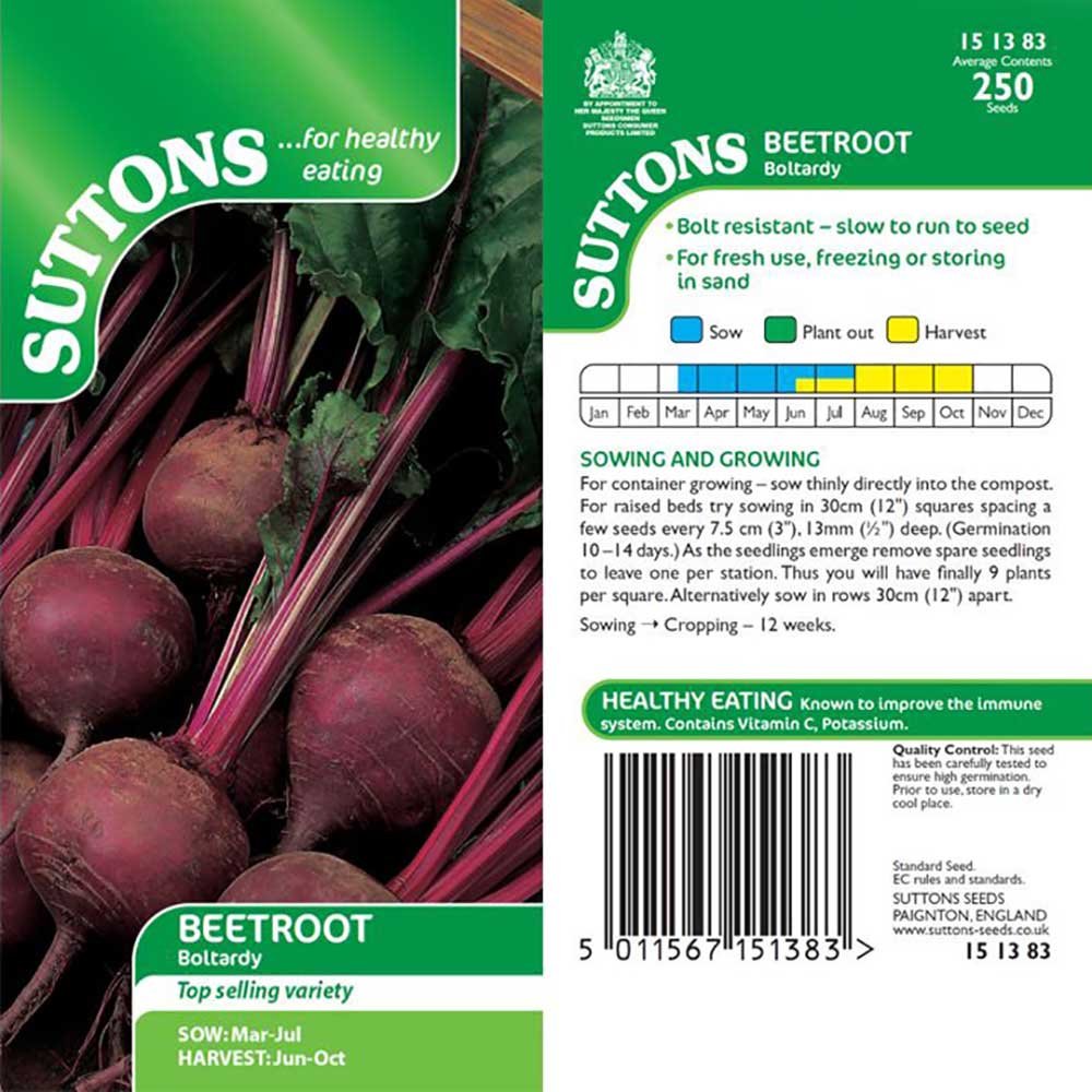 Suttons Beetroot Boltardy 151383 - SEED VEG & FLOWER - Beattys of Loughrea