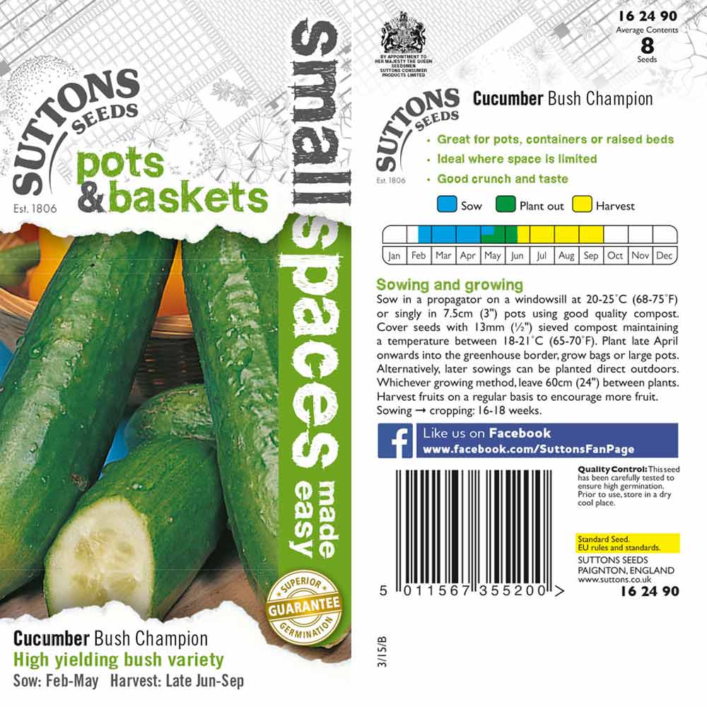 Suttons Cucumber Bush Champion - Beattys of Loughrea | www.beattys.ie