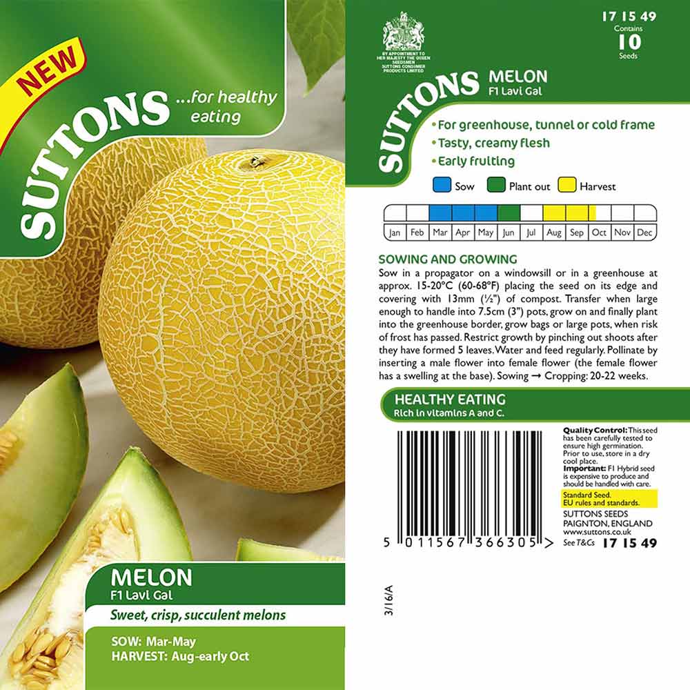 Suttons Melon F1 Lavi Gal G171549 - SEED VEG & FLOWER - Beattys of Loughrea