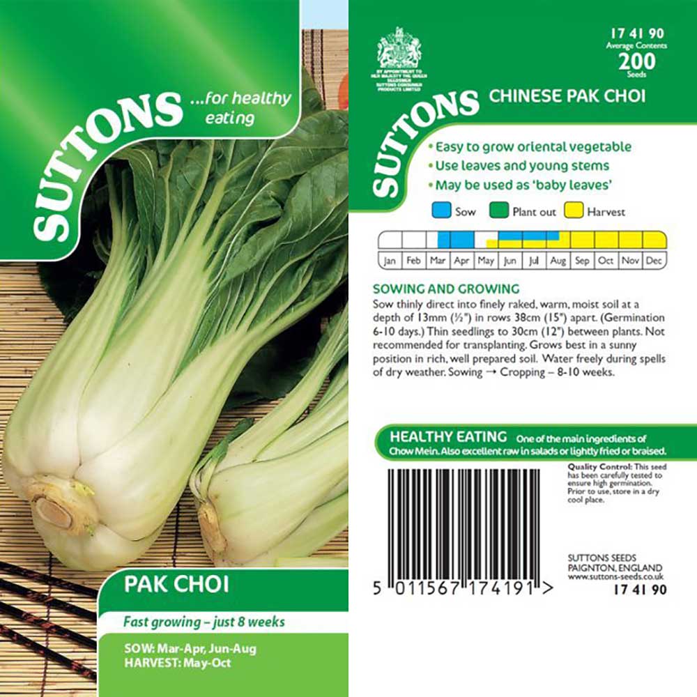 Suttons Pak Choi (Chinese) Hanakan G174190 - Beattys of Loughrea | www.beattys.ie