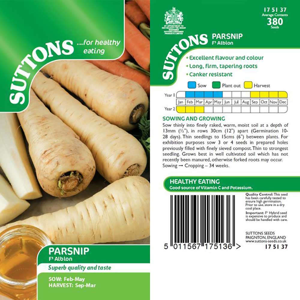 Suttons Parsnip Albion F1 G175137 - SEED VEG & FLOWER - Beattys of Loughrea
