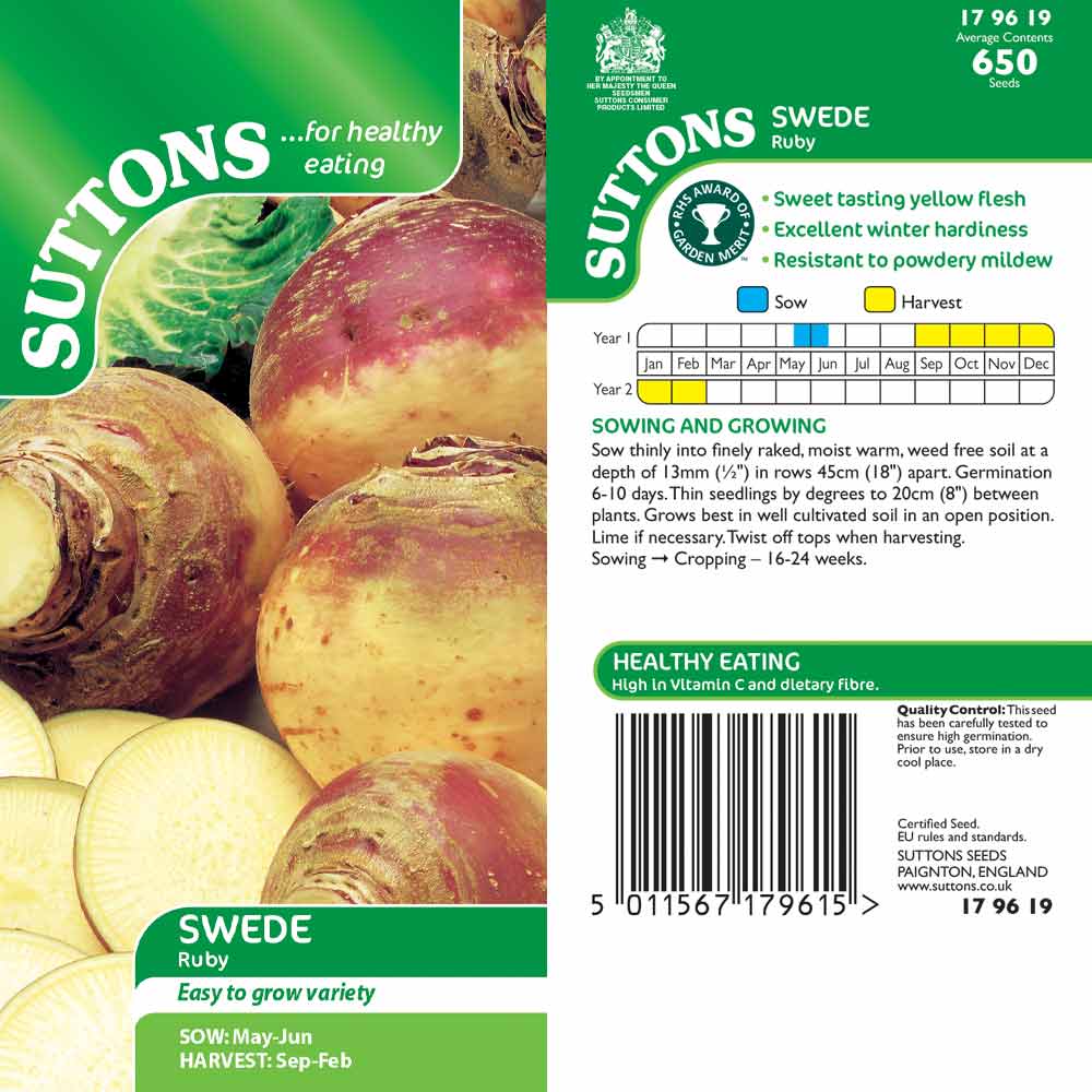 Suttons Swede Ruby 179619 - SEED VEG & FLOWER - Beattys of Loughrea
