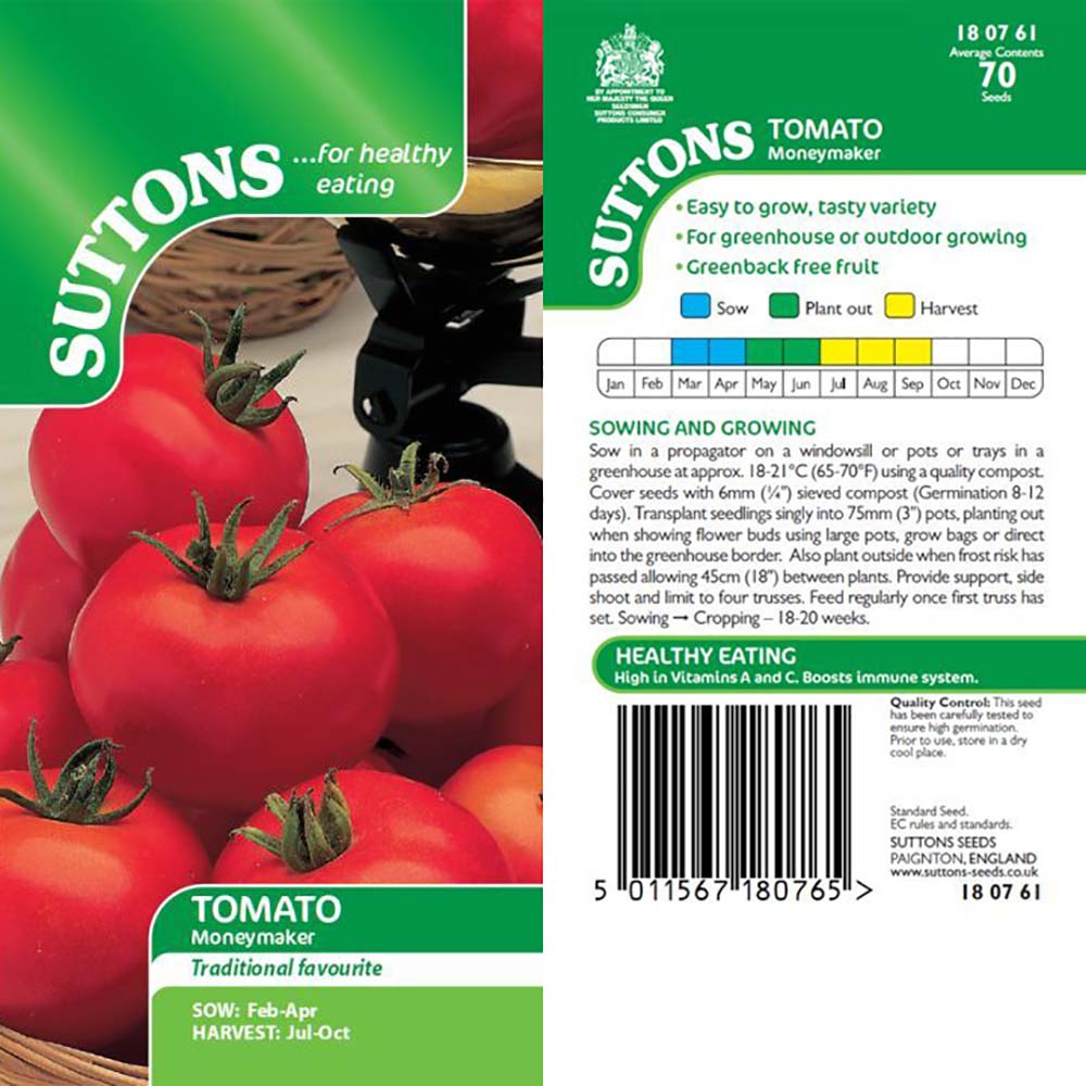 Suttons Tomato Moneymaker 180761 - SEED VEG & FLOWER - Beattys of Loughrea