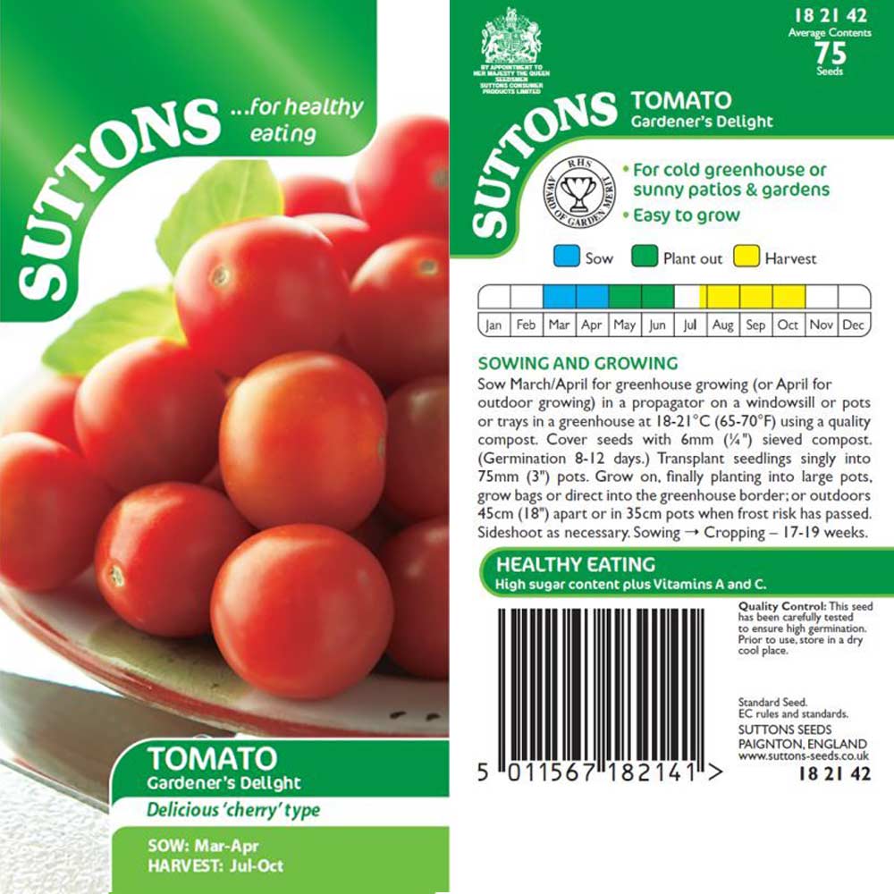 Suttons Tomato Gardener'S Delight 182142 - Beattys of Loughrea | www.beattys.ie