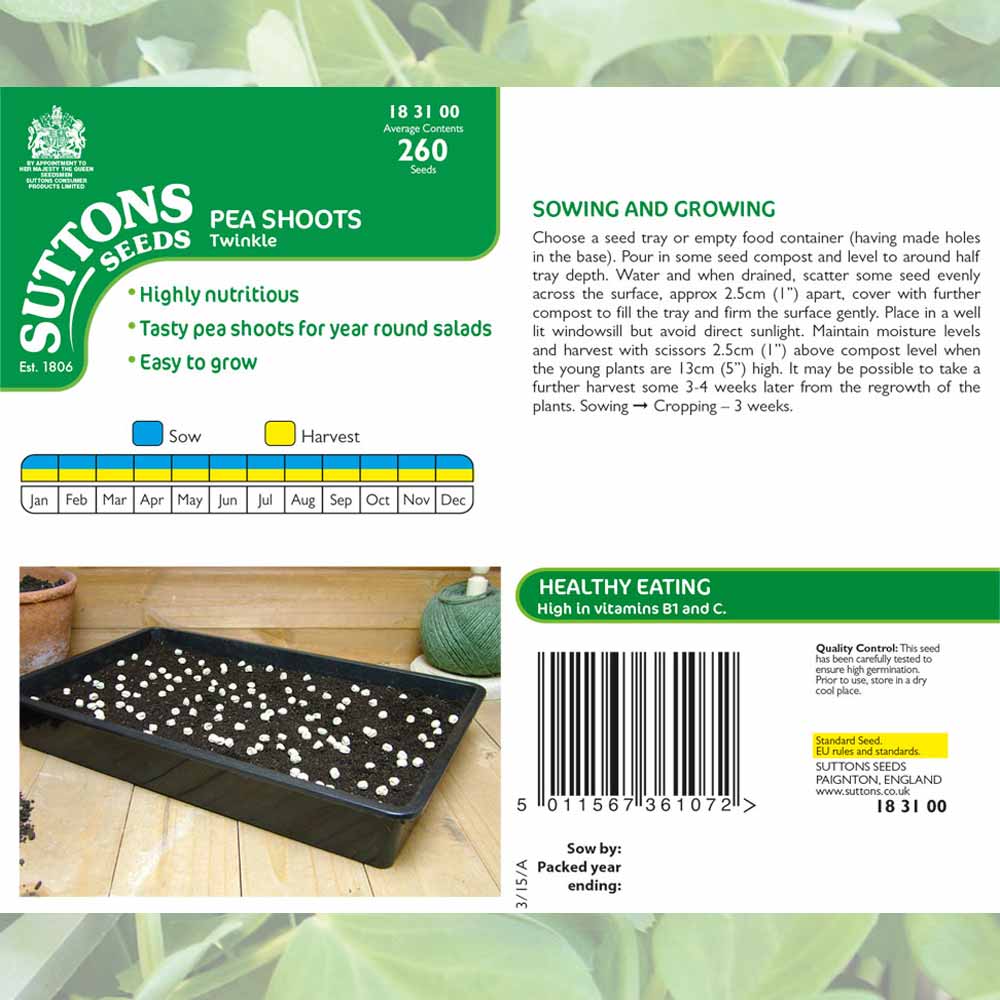 Suttons Pea Shoots Twinkle G183100 - Beattys of Loughrea | www.beattys.ie