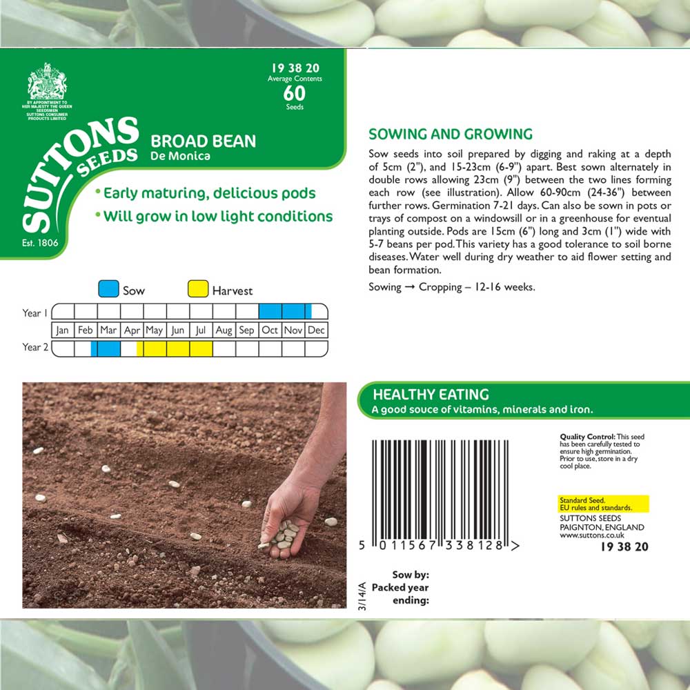 Suttons Broad Bean De Monica - Beattys of Loughrea | www.beattys.ie