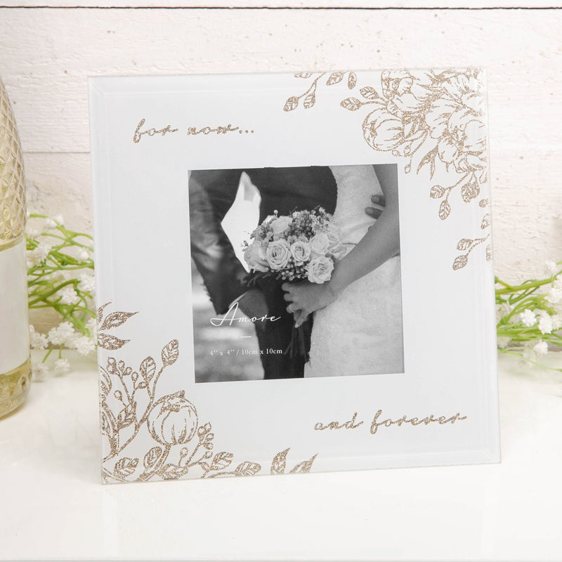 4" x 4" - AMORE BY JULIANA® Glass Floral Frame - Forever - PHOTO FRAMES - PLATED, GILT, STONE - Beattys of Loughrea