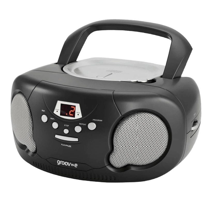 Groov - e Black Portable Boombox CD Player Radio - PORTABLE CD/RADIO - Beattys of Loughrea