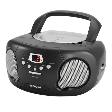 Groov - e Black Portable Boombox CD Player Radio - PORTABLE CD/RADIO - Beattys of Loughrea