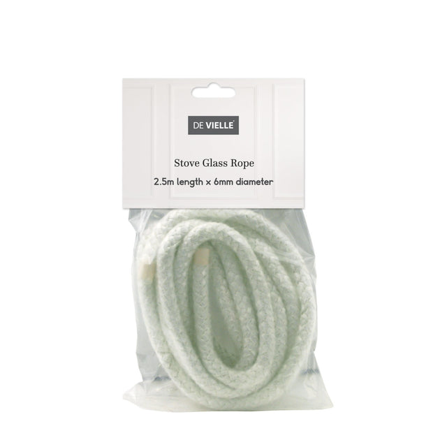 De Vielle Stove Glass Rope, 6mm x 2.5m, White