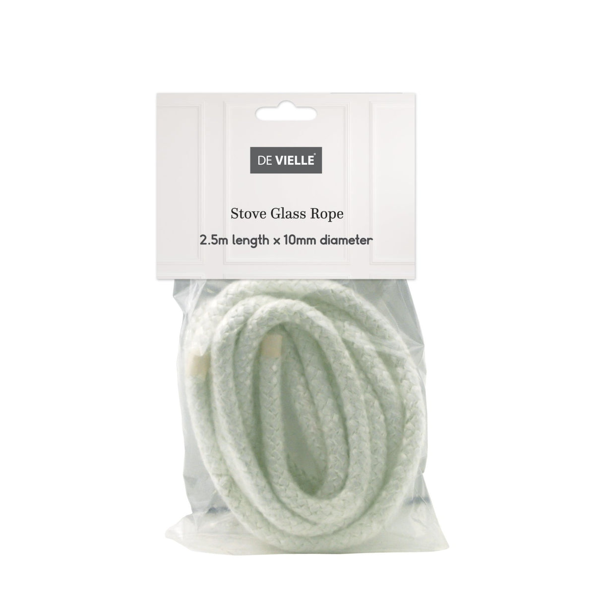 De Vielle Stove Glass Rope, 10mm x 2.5m, White