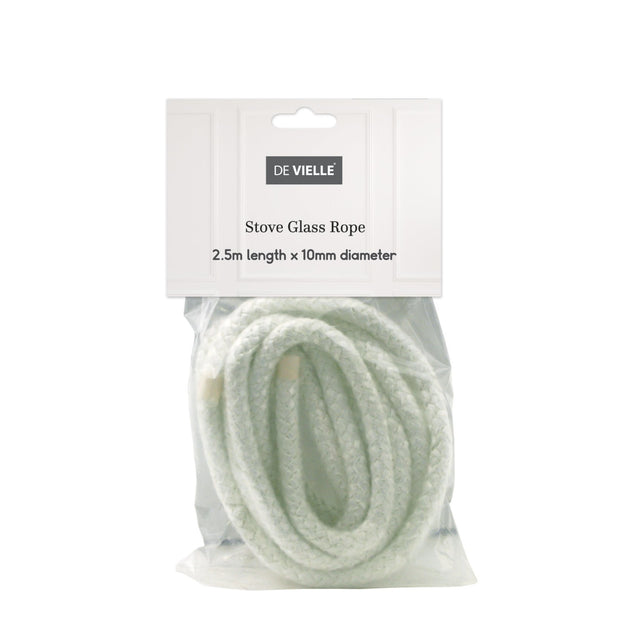 De Vielle Stove Glass Rope, 10mm x 2.5m, White