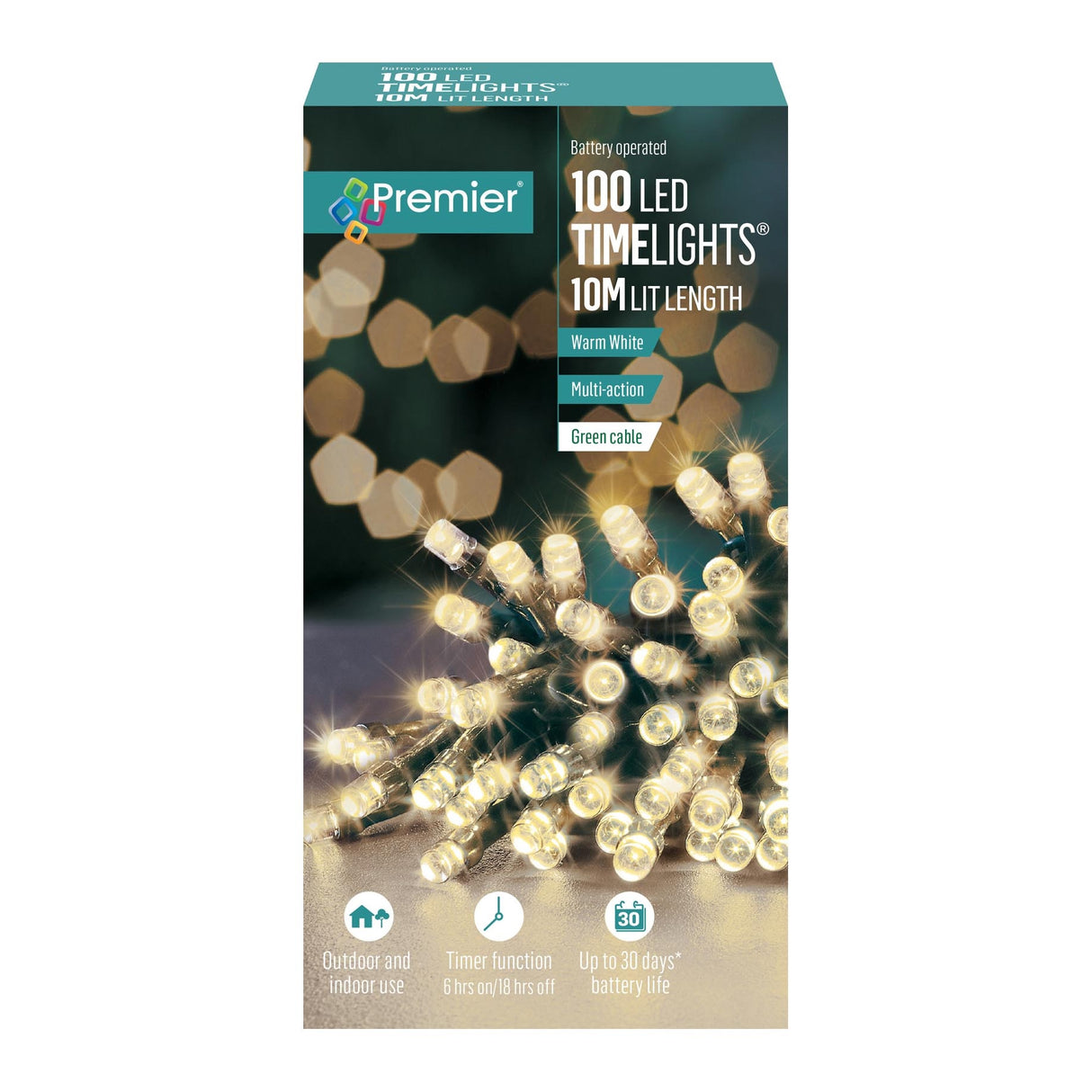 Premier 100 LED Battery Operated Timelights Warm White