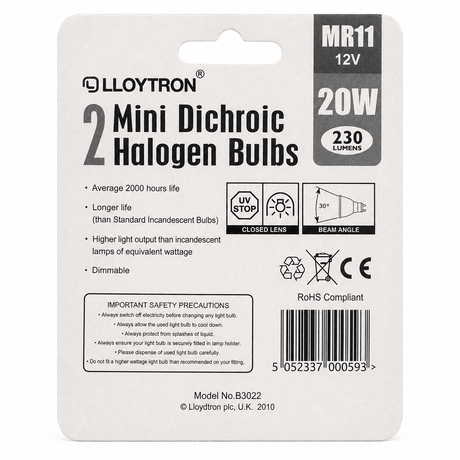 Lloytron MR11 12V 20W Mini Dichroic Halogen Bulb