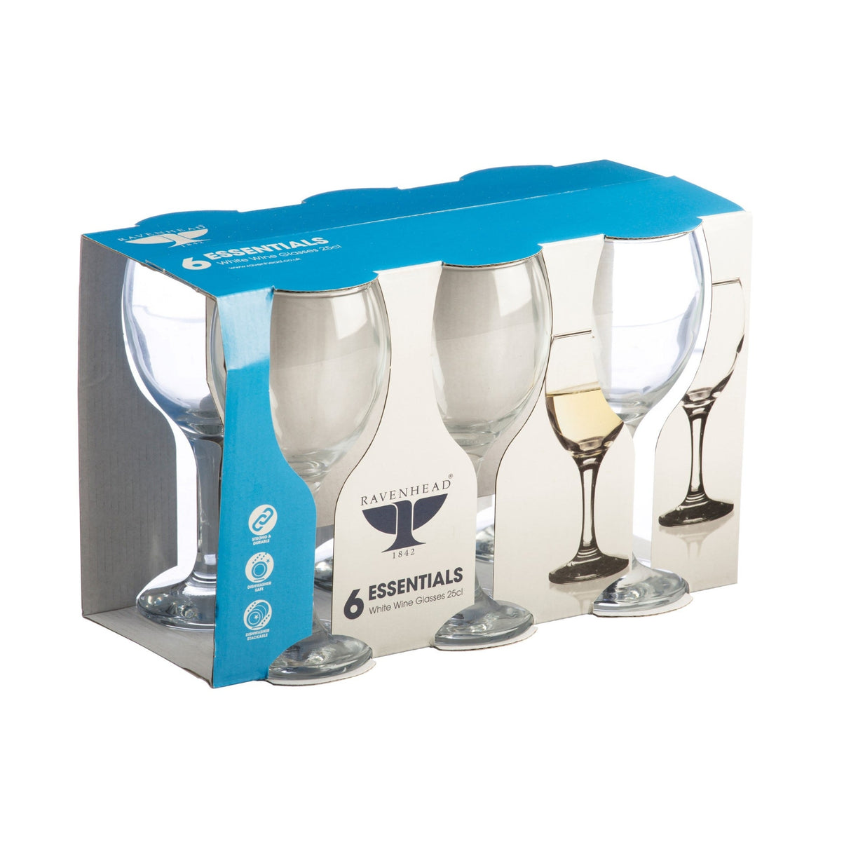 Ravenhead Essentials Sleeve 6 White Wine Glasses 25cl - RAYWARE - Beattys of Loughrea