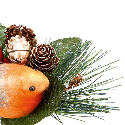 Premier Robin with Pine Cone Christmas Pick 15cm