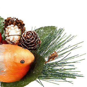 Premier Robin with Pine Cone Christmas Pick 15cm