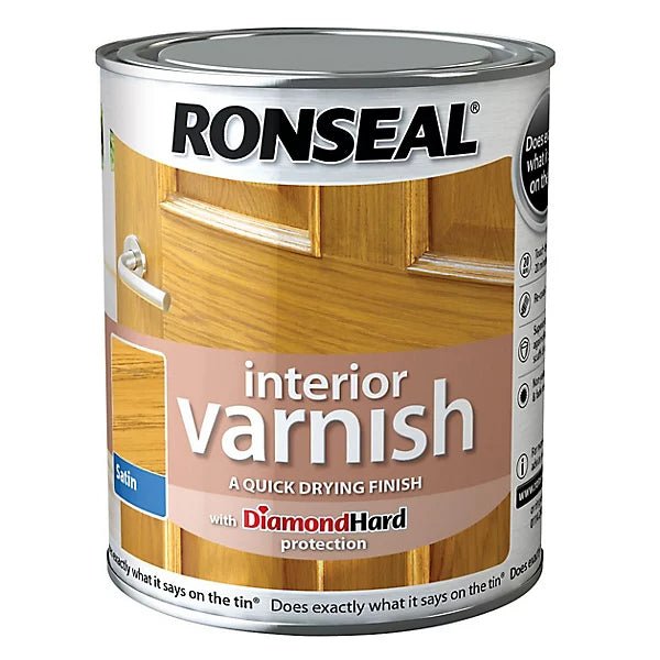 Ronseal Satin Interior Varnish - Light Oak 250ML - VARNISHES / WOODCARE - Beattys of Loughrea