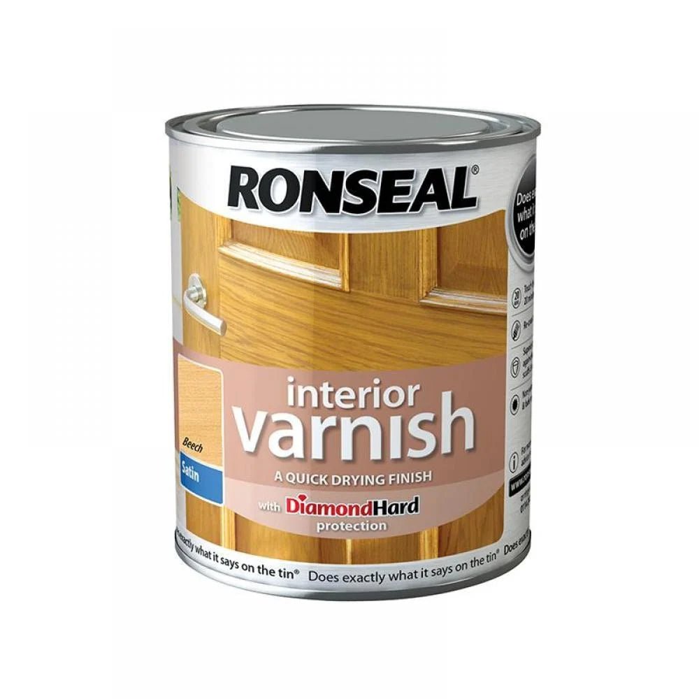 Ronseal Satin Interior Varnish - Beech 250ML - VARNISHES / WOODCARE - Beattys of Loughrea