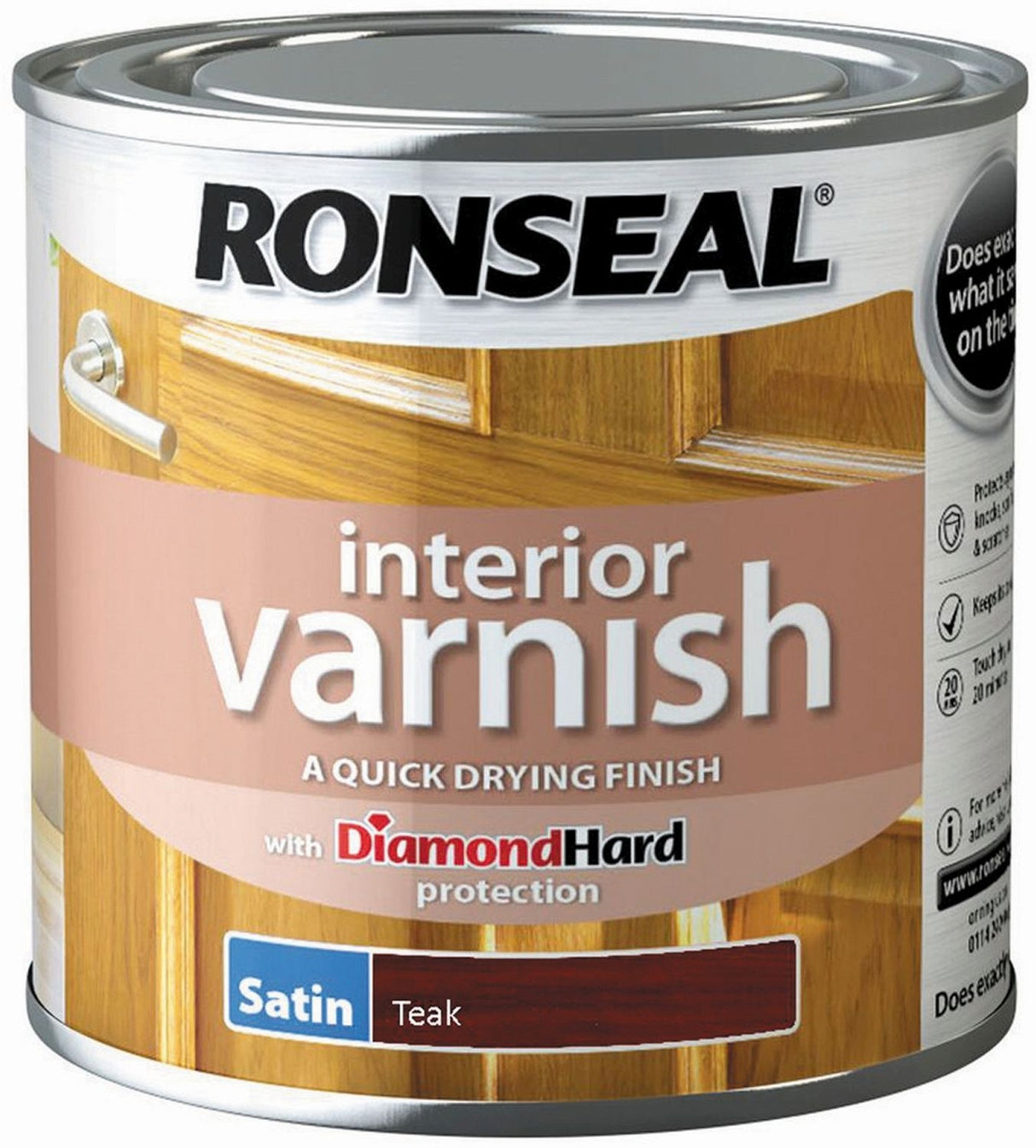 Ronseal Satin Interior Varnish - Teak 250ML - VARNISHES / WOODCARE - Beattys of Loughrea