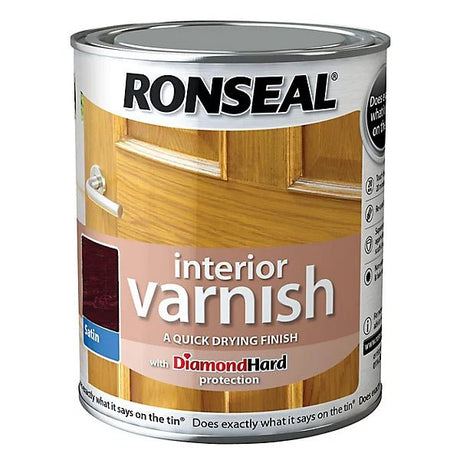Ronseal Satin Interior Varnish - Deep Mahogany 250ML - VARNISHES / WOODCARE - Beattys of Loughrea