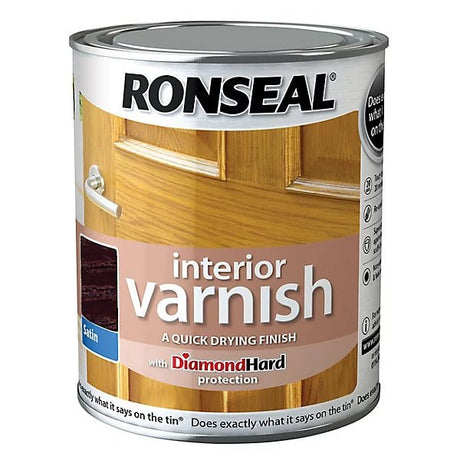 Ronseal Satin Interior Varnish - Walnut 750ML - VARNISHES / WOODCARE - Beattys of Loughrea