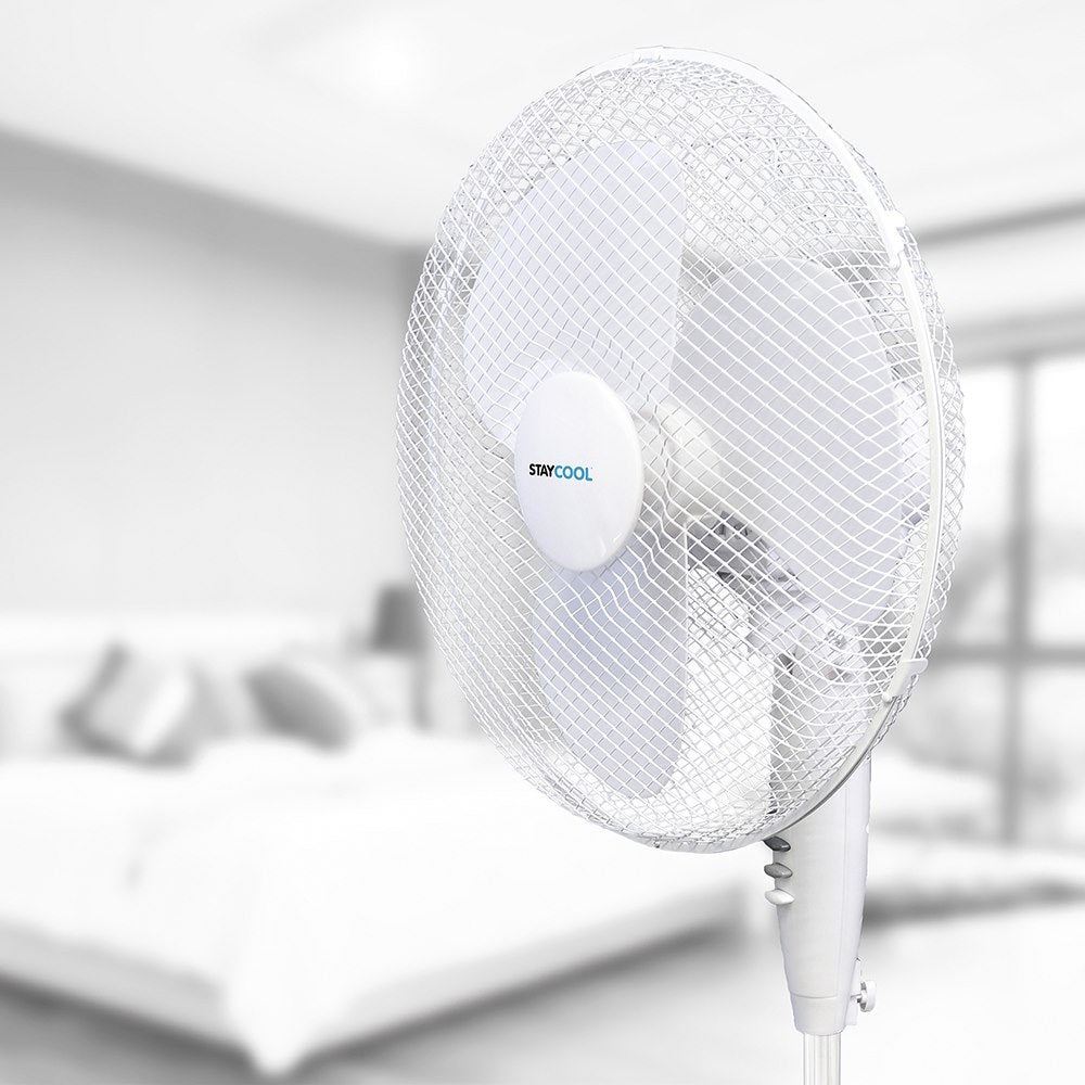 Stay Cool 16 inch White Pedestal Cooling Fan - FANS - Beattys of Loughrea