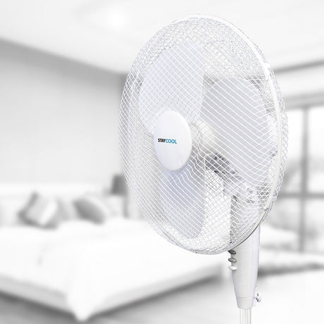 Stay Cool 16 inch White Pedestal Cooling Fan - FANS - Beattys of Loughrea