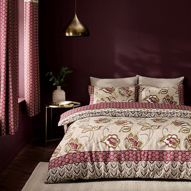 Catherine Lansfield Bedding Kashmir Paisley Floral King Size Duvet Cover Set with Pillowcases Natural