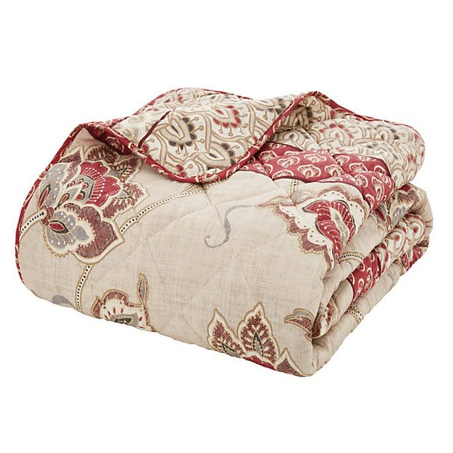 Catherine Lansfield Kashmir Paisley Quilted 200 x 200cm Bedspread Natural