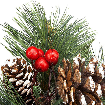 Premier Frosted Cone & Apple Christmas Pick 18cm