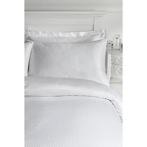 Catherine Lansfield Satin Stripe 300 Thread Count Oxford 50 x 75cm + border Pack of 2 Pillow cases with envelope closure White