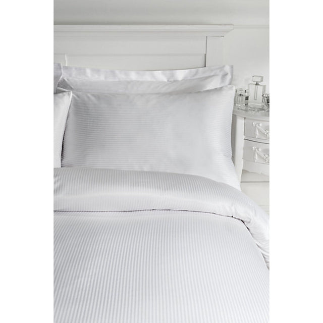 Catherine Lansfield Satin Stripe 300 Thread Count Oxford 50 x 75cm + border Pack of 2 Pillow cases with envelope closure White