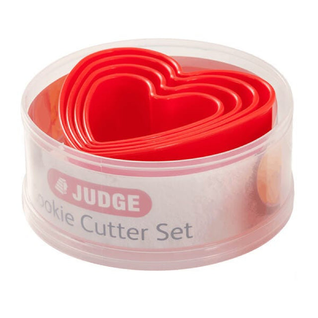 Judge Kitchen Set of 5 Heart Cookie Cutters, Red